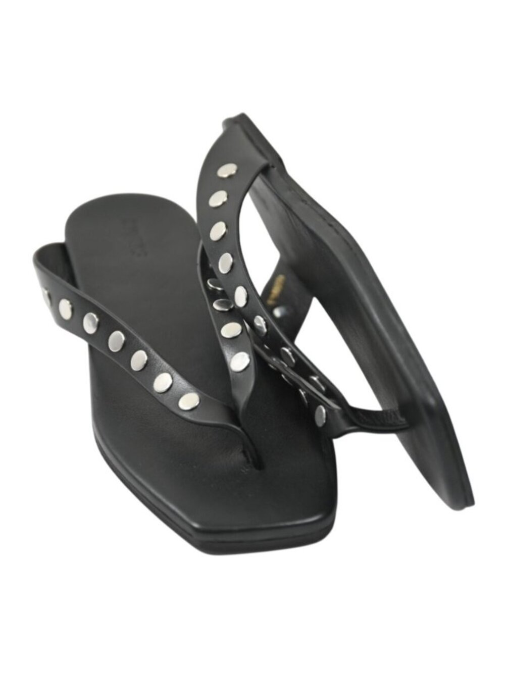 Alohas Ola Studs Black Leather Sandals